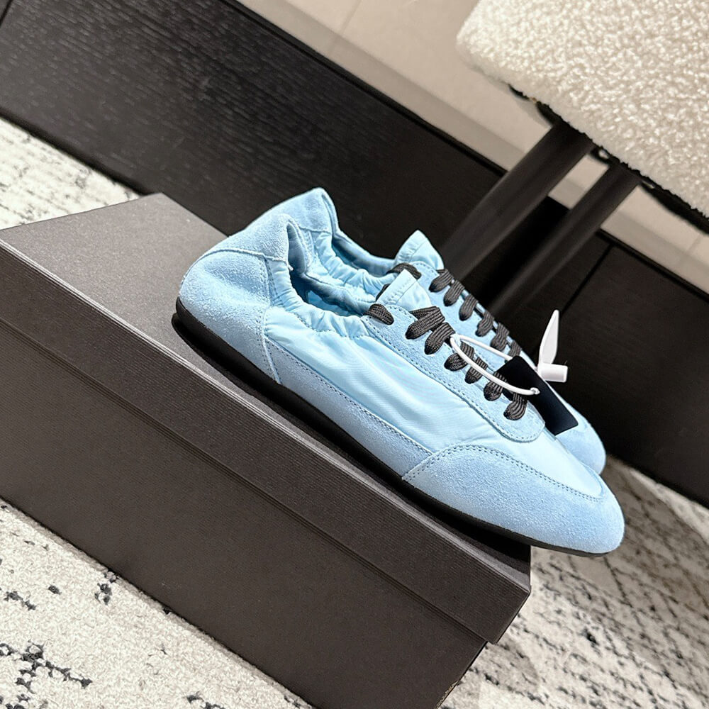 PRADA Collapse Re-Nylon and suede elasticized sneakers
